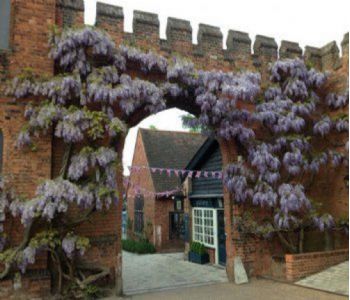 The lovely arch leading to the courtyard shops