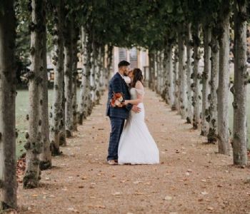 Wedding Kiss under trees